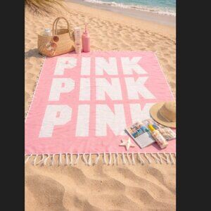 Victoria Secret PINK Throw Blanket 50x60 Logo Cotton Cozy Dorm‎ Lounge Beach